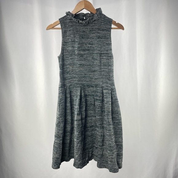Gannie Textured Sleeveless Ruffle Neck Mini Dress in Grey Size Small - Picture 2 of 6